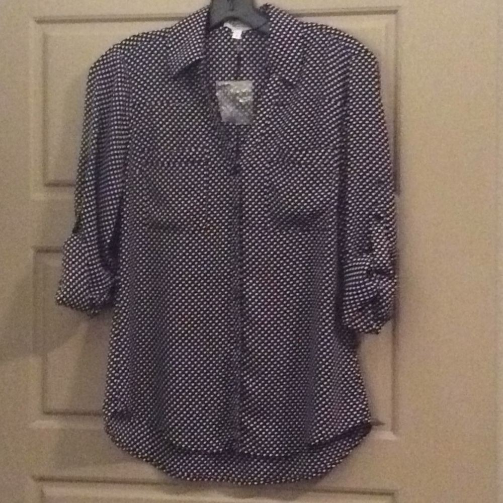 Navy polka dot dress shirt!